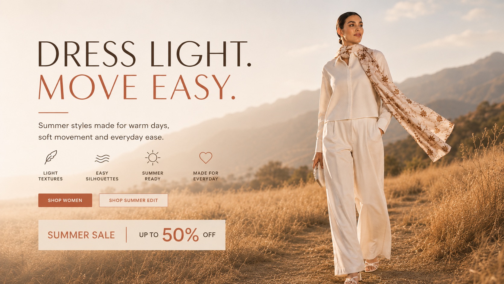 Dress Light Move Easy campaign copy post